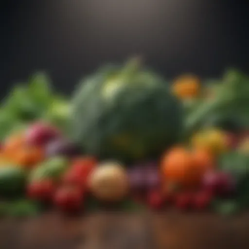 Colorful array of fresh vegetables and fruits promoting a healthy diet