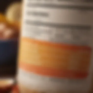Mindful Eating and Nutritional Awareness Close-up of a nutrition label emphasizing mindful eating and calorie tracking