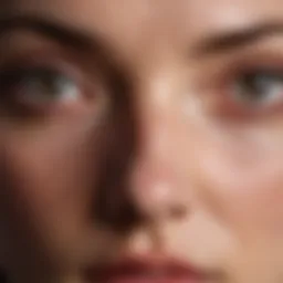Close-up view of skin texture around eyes highlighting puffiness