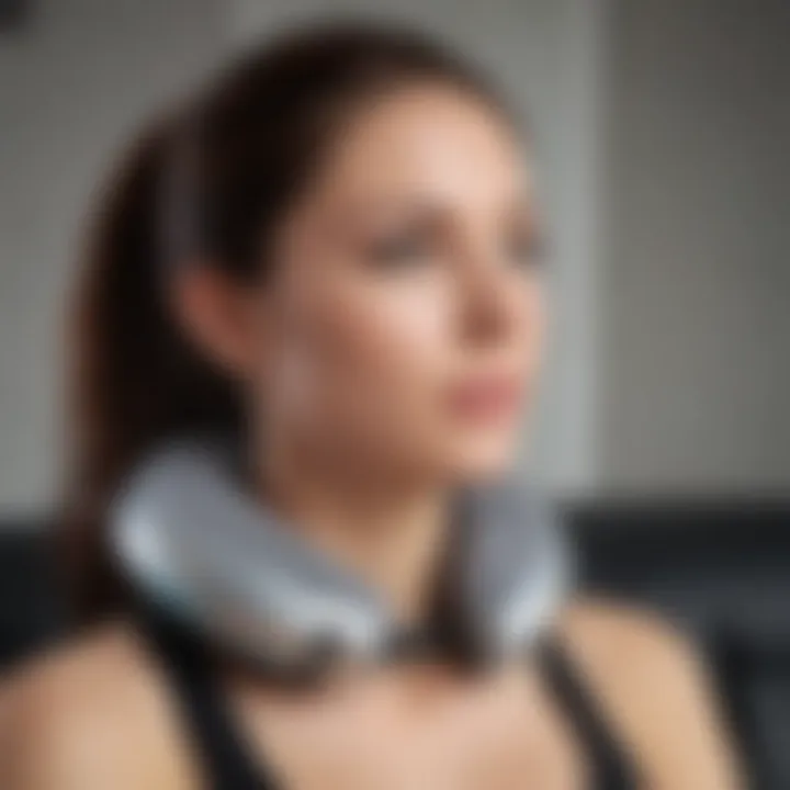 An adjustable neck pain massager with customizable settings