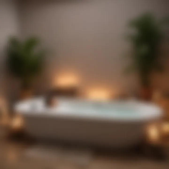 A relaxing spa environment featuring a foot bath surrounded by candles and soothing décor