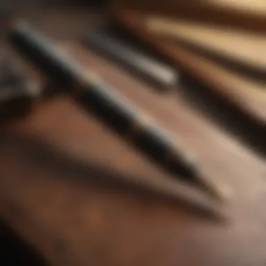 Elegant Fountain Pen on Vintage Desk Elegantly designed fountain pen on a vintage desk
