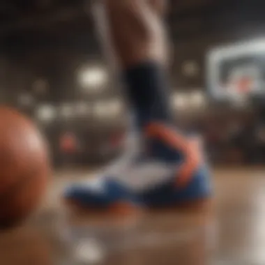 Basketball player trying on basketball shoes