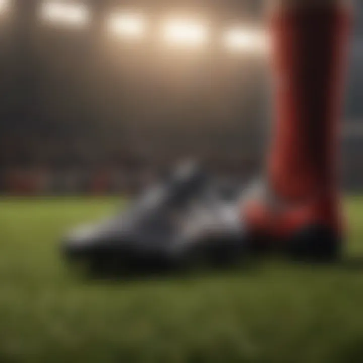 Soccer player choosing athletic shoes