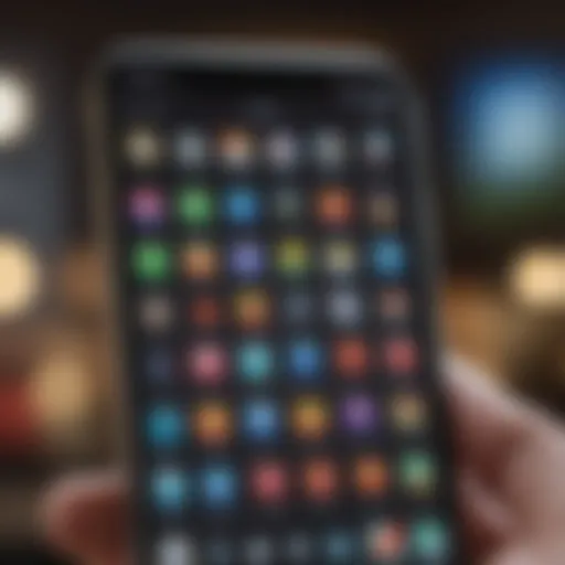 A smartphone displaying various hookup app icons on the screen