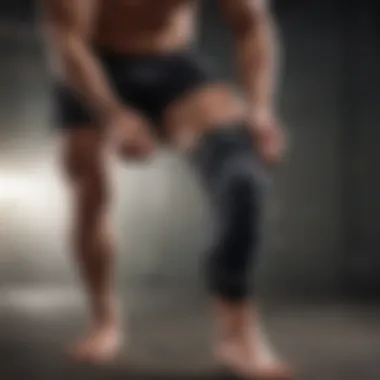 Knee Compression Sleeve in Action Athlete using knee compression sleeve while exercising