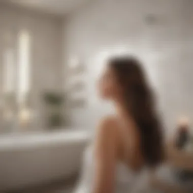 Serene Hair Care Routine A serene bathroom scene showcasing hair care products including salon shampoo