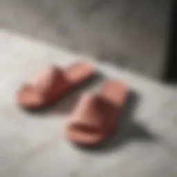 Elegant slippers on marble floor