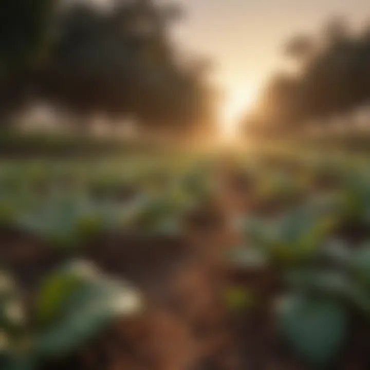 Silhouettes of coffee plantations at sunrise