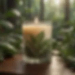 Eco-friendly non-burning candle in botanical setting