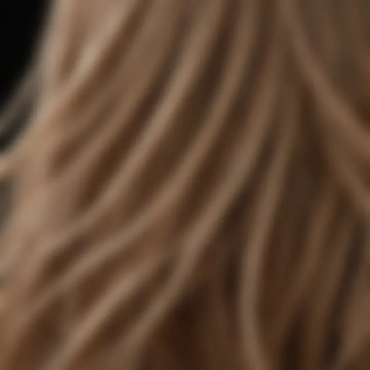 Close-up of hair strands with leave-in conditioner applied