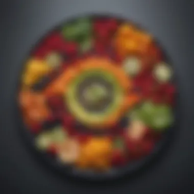 Nutrient-Dense Colorful Plate Illustration of a balanced plate with colorful fruits and vegetables