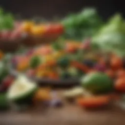 Colorful vegetables and herbs