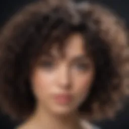 Close-up of natural curly black hair showcasing its texture and volume.