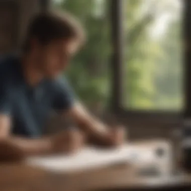 Artist sketching in a serene setting