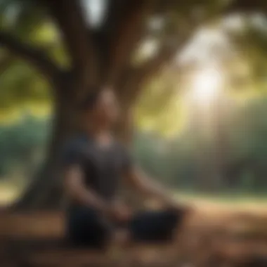 Person meditating under a tree