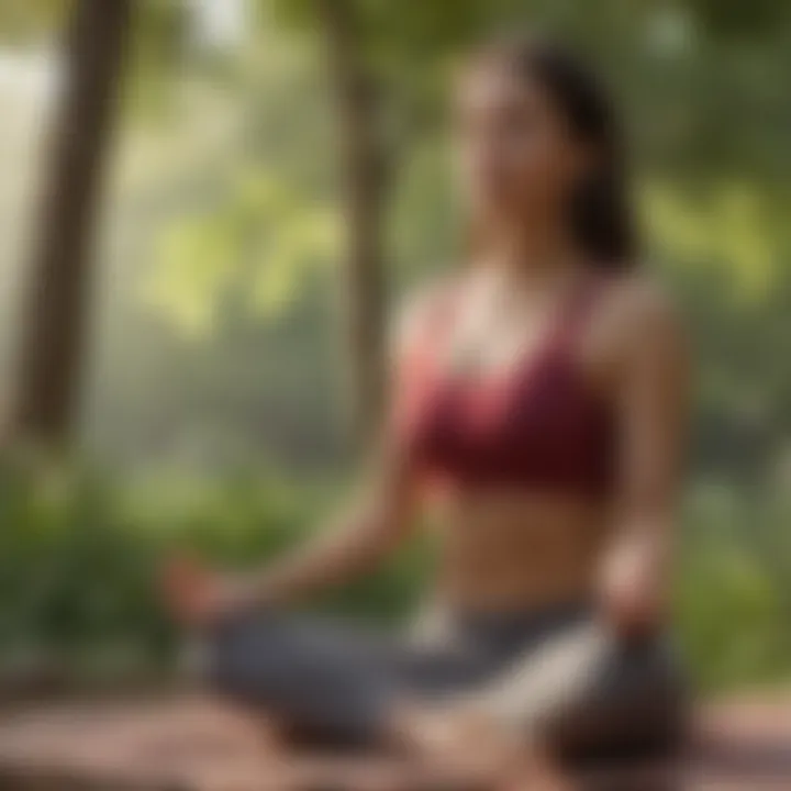 Woman meditating in peaceful outdoor setting