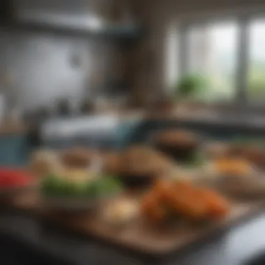 Alkaline Food Selection A serene kitchen environment featuring a selection of alkaline foods neatly arranged.