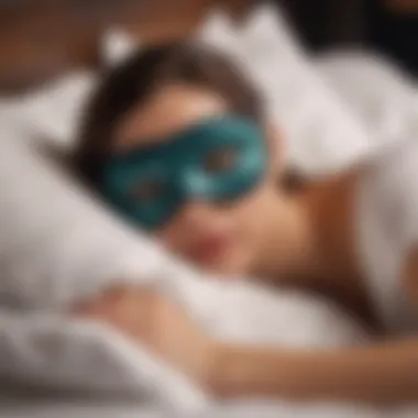 Silk eye mask on luxurious bedding in serene setting