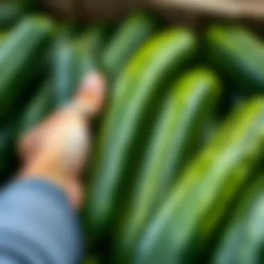 Selecting Quality Cucumbers Freshly selected cucumbers ready for pickling