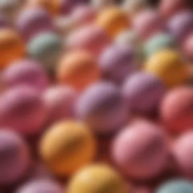 Close-up of vibrant bath bomb ingredients laid out