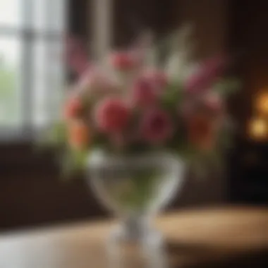 Elegant crystal vase adorned with floral arrangements