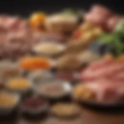 Illustration of protein sources with various food items.