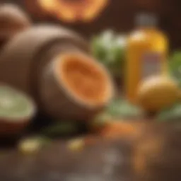 A close-up view of natural ingredients used for acne treatment