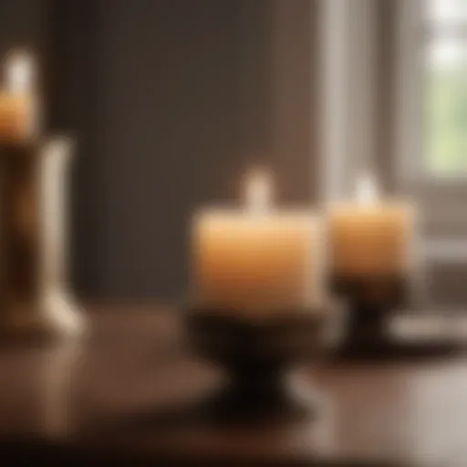 Elegant candle holder with burning candle