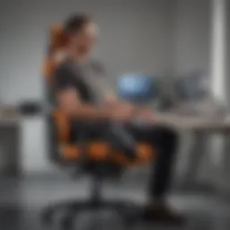 A modern office setup showcasing an ergonomic lumbar support chair in use