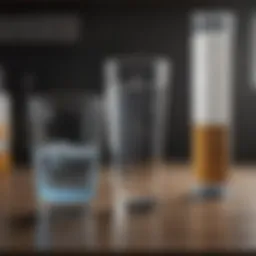 A glass of alkaline water next to a pH scale