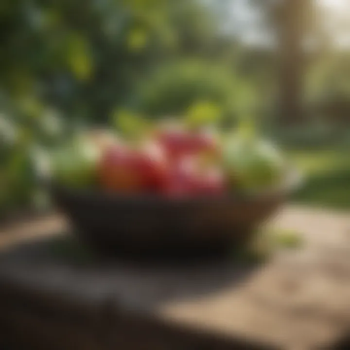 Fresh apples with a backdrop of greenery