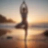 Woman in yoga pose at sunrise