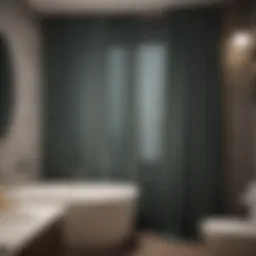 Elegant waterproof curtain in modern bathroom