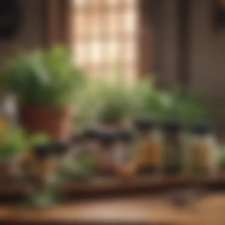 A variety of herbal supplements displayed on a wooden table