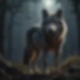 Illustration depicting a mysterious wolf under the moonlight