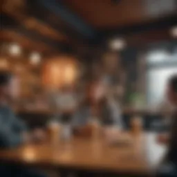 A vibrant discussion group in a cozy café setting