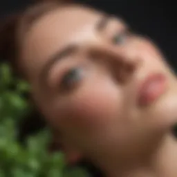 A vibrant close-up of fresh herbs known for their acne-fighting properties