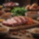Vibrant assortment of high protein foods including meats and legumes