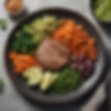 Aesthetically Pleasing High Protein Meal Artfully arranged high protein meal on a plate with vegetables