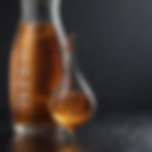 Close-up of liquid protein drops in a sleek bottle reflecting modern design.