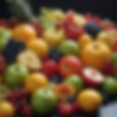 Colorful fruits displayed in a decorative arrangement