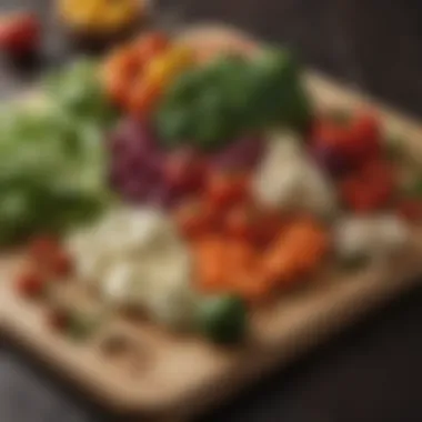 Fresh vegetables assortment on a wooden cutting board