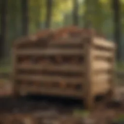 A well-constructed wooden compost bin showcasing natural materials