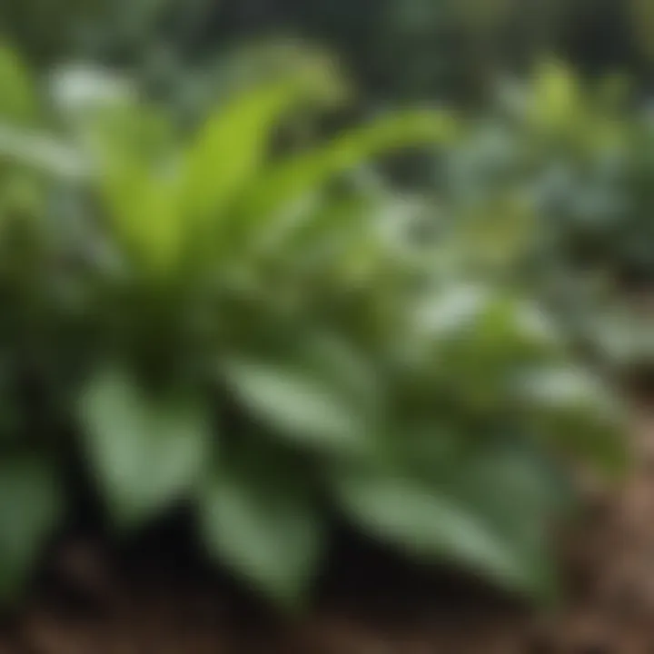 Different species of crinkly leaf plants thriving in a garden setting