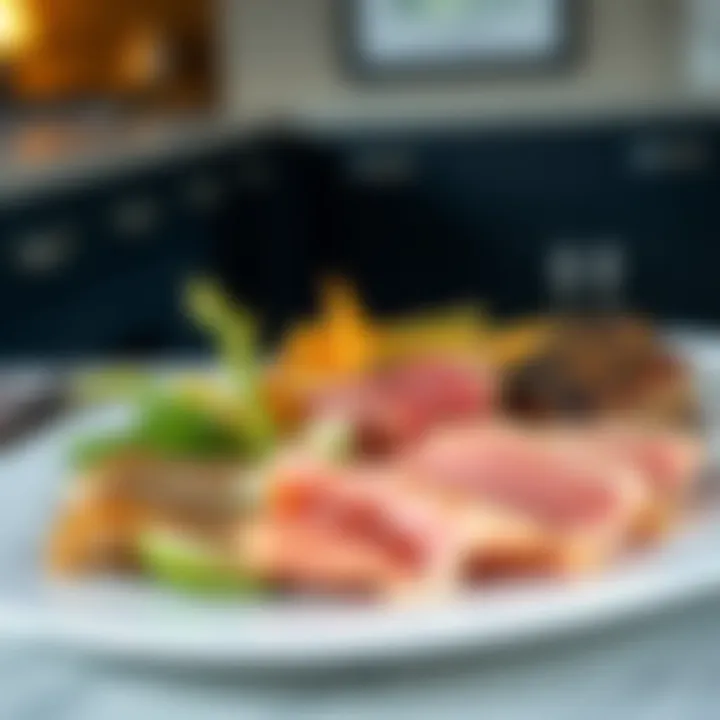 An elegant plate featuring a variety of lean meats and fish.