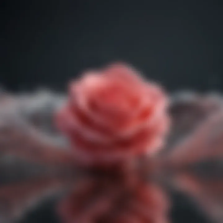 An abstract representation of vibration waves emanating from a rose toy