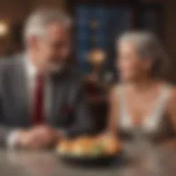 Elegant senior couple enjoying a virtual date on a silver dating website