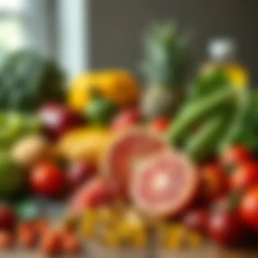 A vibrant assortment of antioxidant-rich fruits and vegetables arranged elegantly.