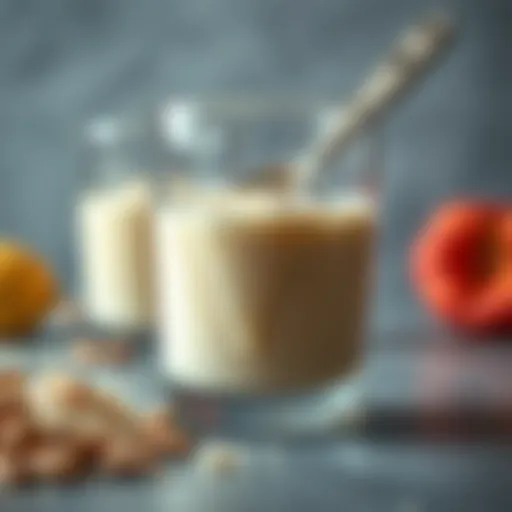 Whey protein concentrate in a glass with a scoop